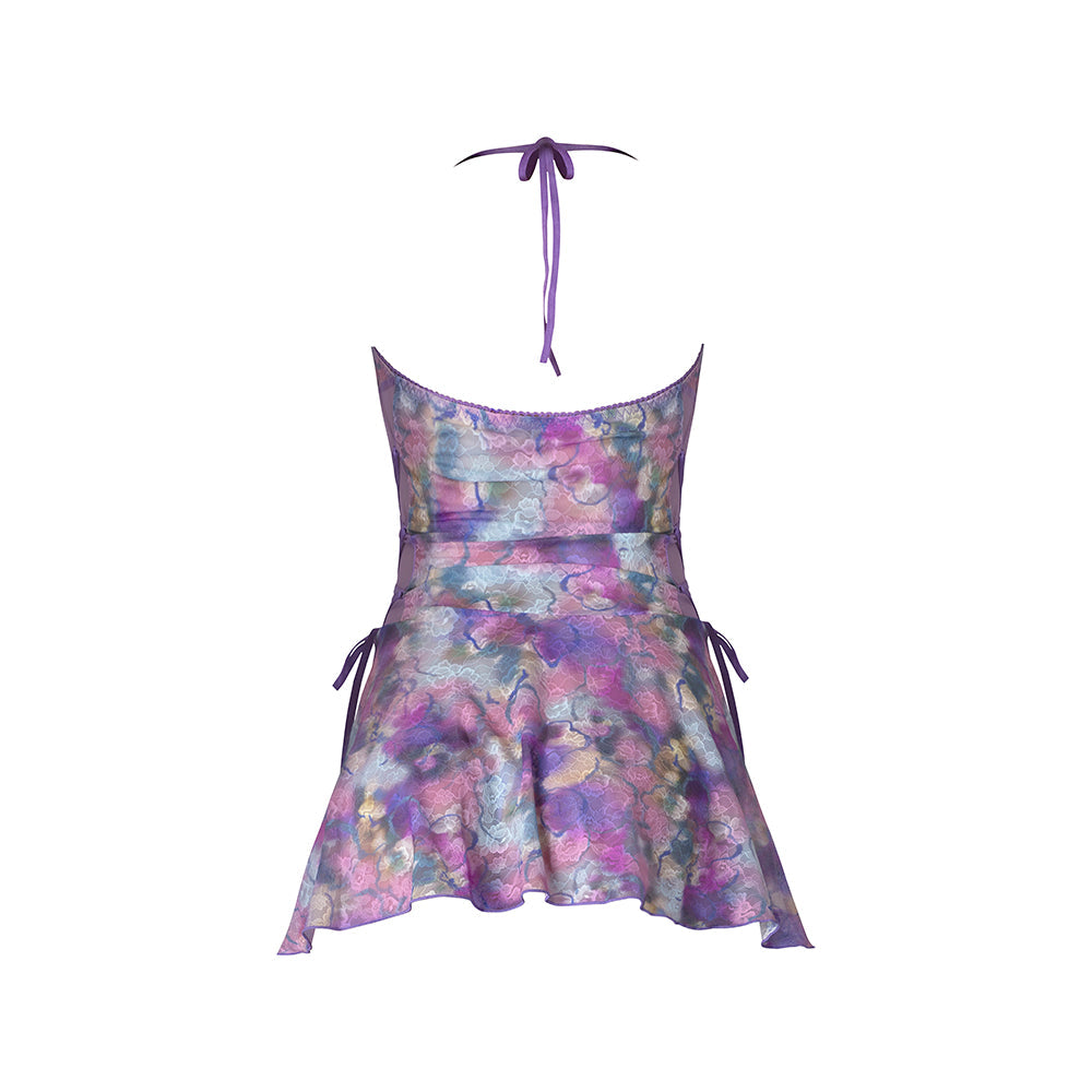 MS Wisteria Mist Halter Babydoll & Panty Set