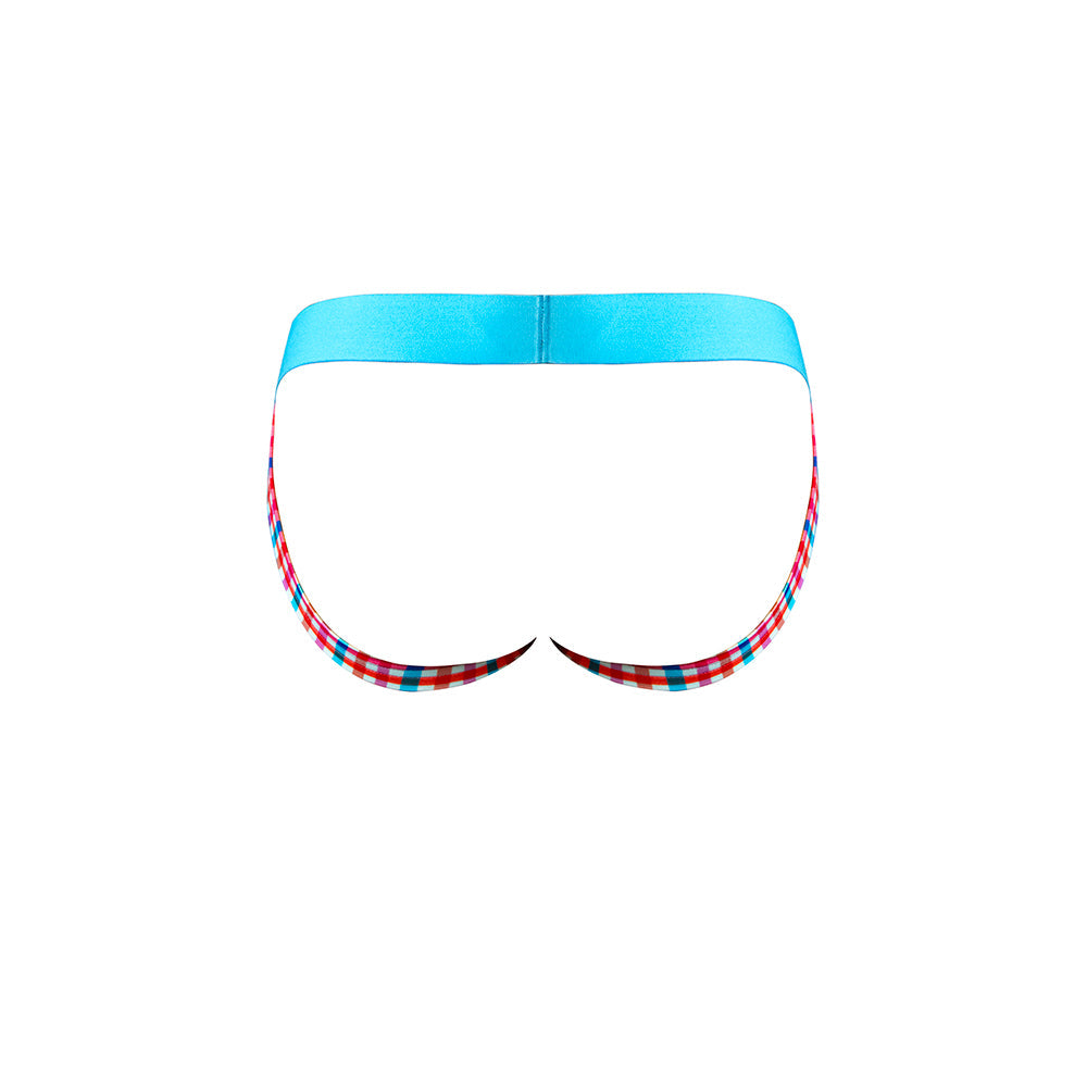 Male Power So Cumfy Gingham Jock Turquoise S/M