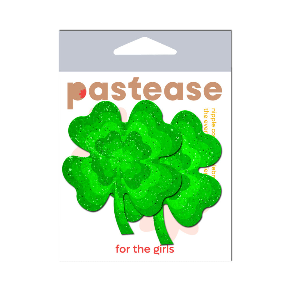 Pastease Four Leaf Clover Green Glitter Velvet Nipple Pasties