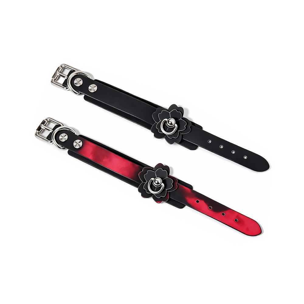 Heat Tease Flower Cuffs Black/Pink