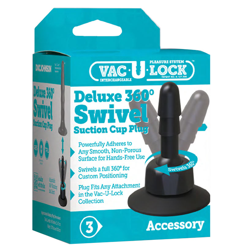 Vac-U-Lock - Deluxe 360β Swivel Suction Cup Plug- Black