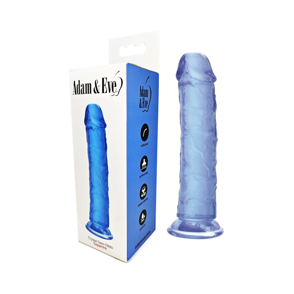 Adam & Eve Crystal Gem 7 in. Dildo - Sapphire