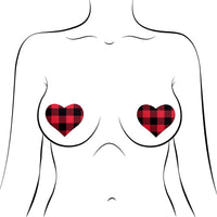 Pastease Buffalo Plaid Heart Pasties Red