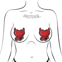 Pastease Glitter Devil Heart Pasties Red