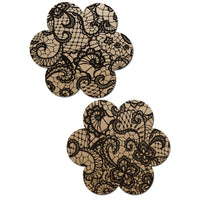 Pastease Lace Flower Beige/Black Nipple Pasties