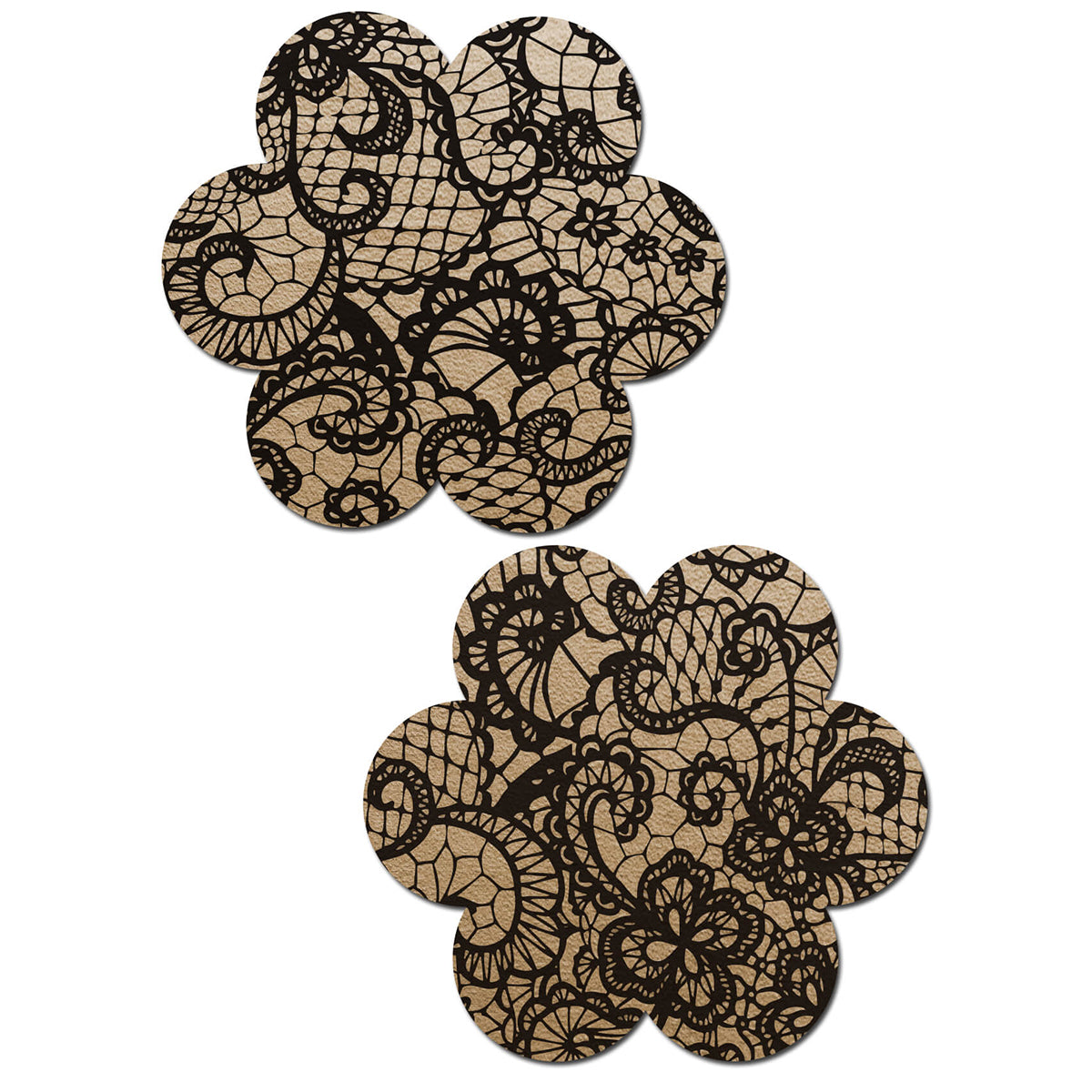 Pastease Lace Flower Beige/Black Nipple Pasties