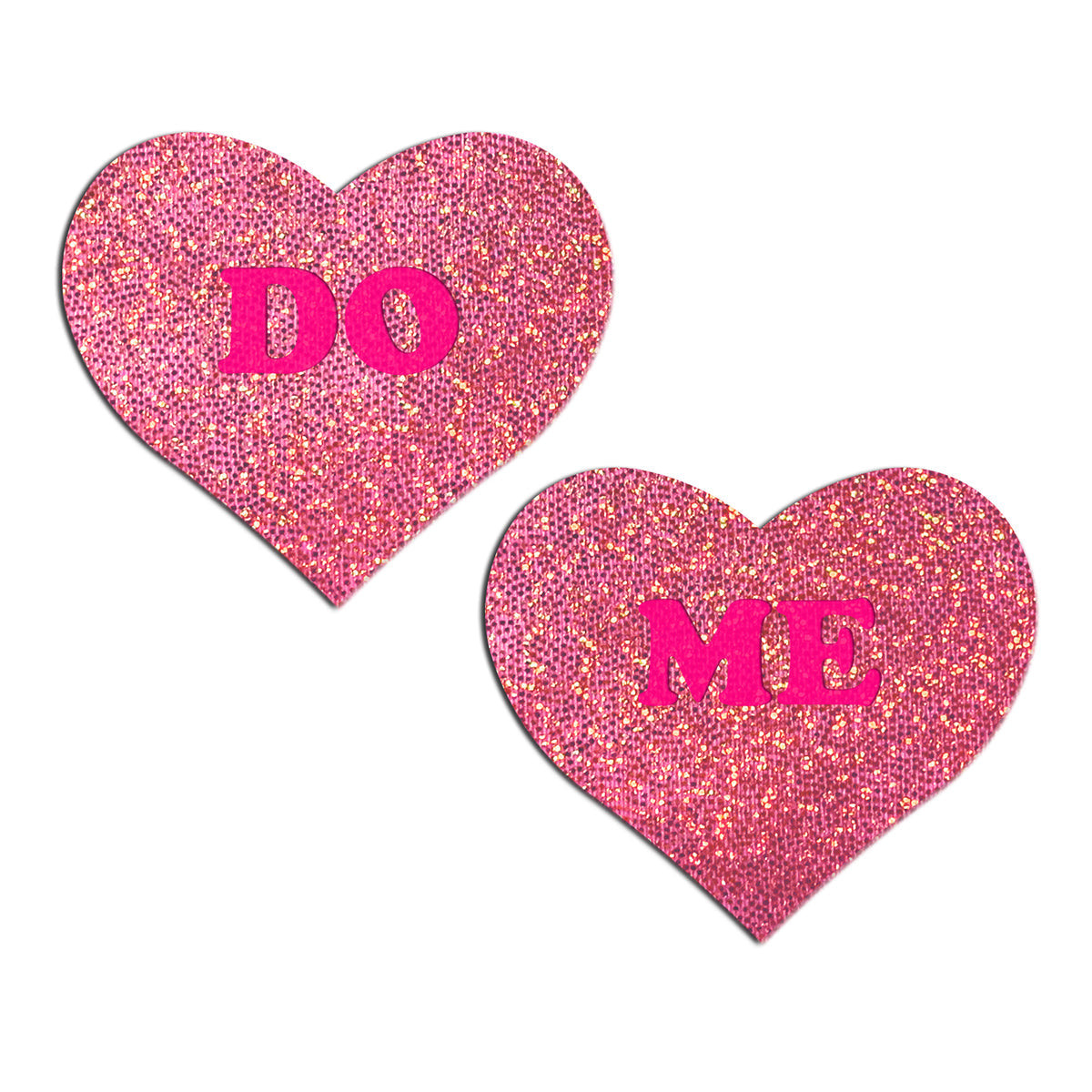 Nipple Pasties - Glitter 'Do Me' Heart Pink