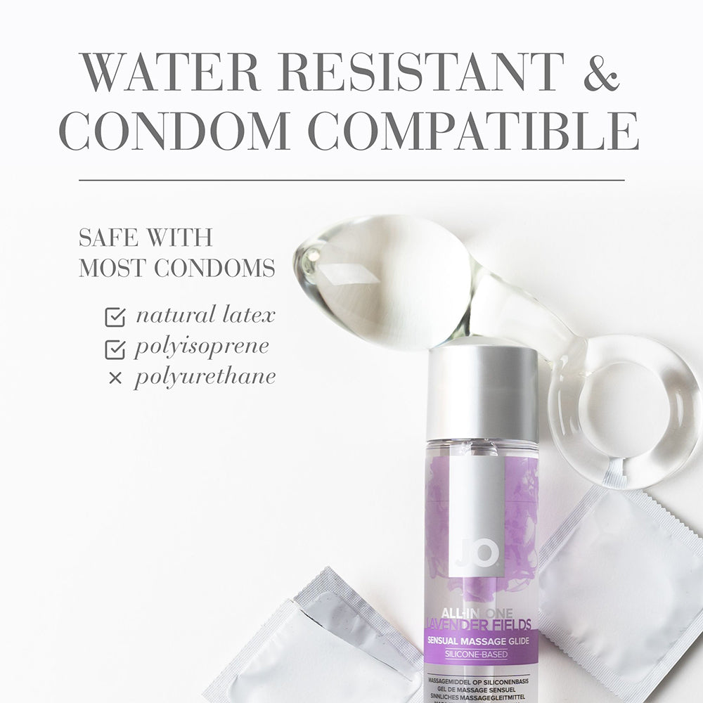 JO All-In-One Massage Glide - Lavendar (Silicone-Based) 4 fl oz / 120 ml