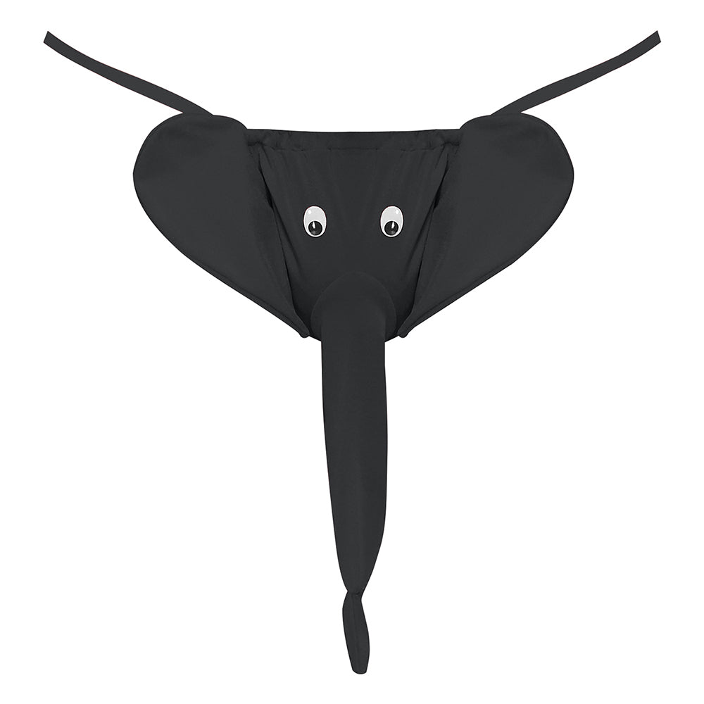 Male Power Squeak Elephant G-String Black