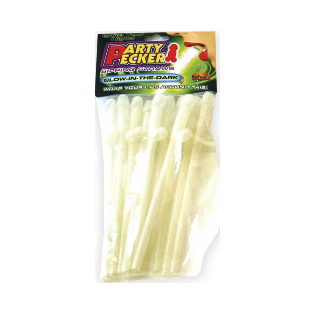 Party Pecker Straws Gitd (10/Bg)