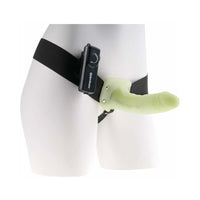 Pipedream Fetish Fantasy Series For Him or Her Vibrating 6 in. Hollow Strap-On Glow In The Dark/Black