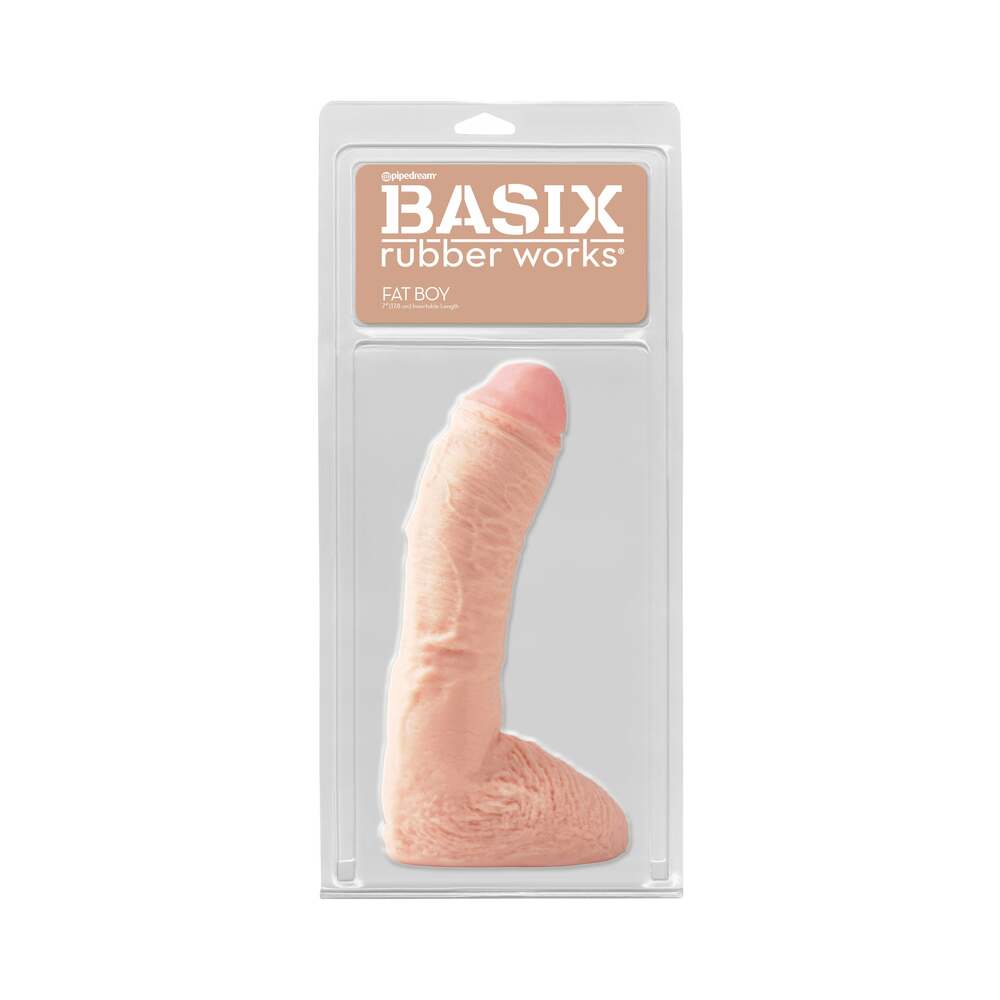 Pipedream Basix Rubber Works Fat Boy 10 in. Dildo With Balls Beige