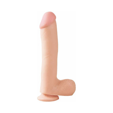 Pipedream Basix Rubber Works 10 in. Dong With Balls & Suction Cup Beige