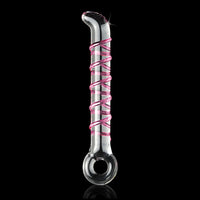 Pipedream Icicles No. 4 Remote-Controlled Vibrating Ribbed 7 in. Glass G-Spot Dildo Pink/Clear