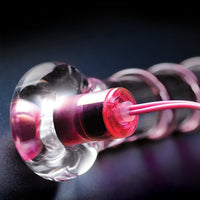 Pipedream Icicles No. 4 Remote-Controlled Vibrating Ribbed 7 in. Glass G-Spot Dildo Pink/Clear