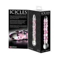 Pipedream Icicles No. 7 Textured 7 in. Glass Dildo Pink/Clear