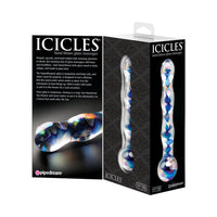 Pipedream Icicles No. 8 Wavy 7 in. Glass Dildo Blue/Clear