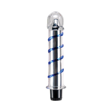 Pipedream Icicles No. 20 Ribbed Vibrating 7.5 in. Glass Dildo Blue/Clear