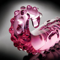 Pipedream Icicles No. 24 Curved Textured 6 in. Glass Dildo With Handle Pink