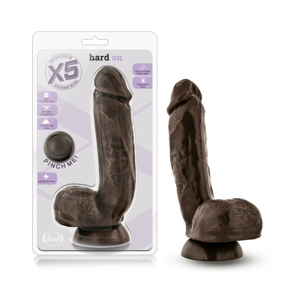 Blush X5 Hard On Realistic 8.5 in. Dildo with Balls & Suction Cup Brown