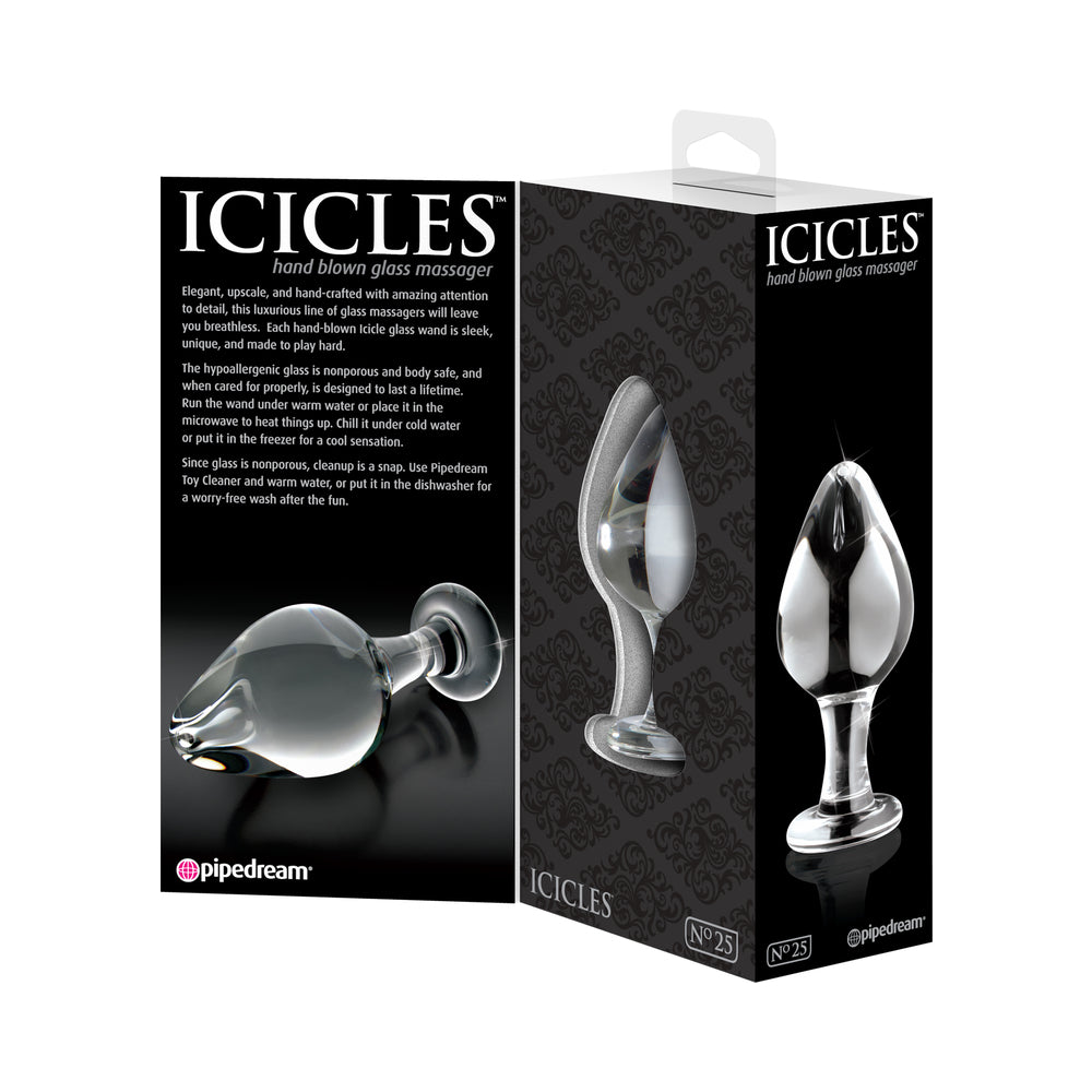 Pipedream Icicles No. 25 Glass Anal Plug 3.5 in. Clear