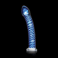 Pipedream Icicles No. 29 Curved Textured 7.25 in. Glass Dildo Blue