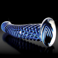 Pipedream Icicles No. 29 Curved Textured 7.25 in. Glass Dildo Blue