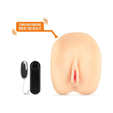 Blush X5 Men Amanda's Kitty Dual Entry Masturbator with Remote-Controlled Bullet Vibrator Beige