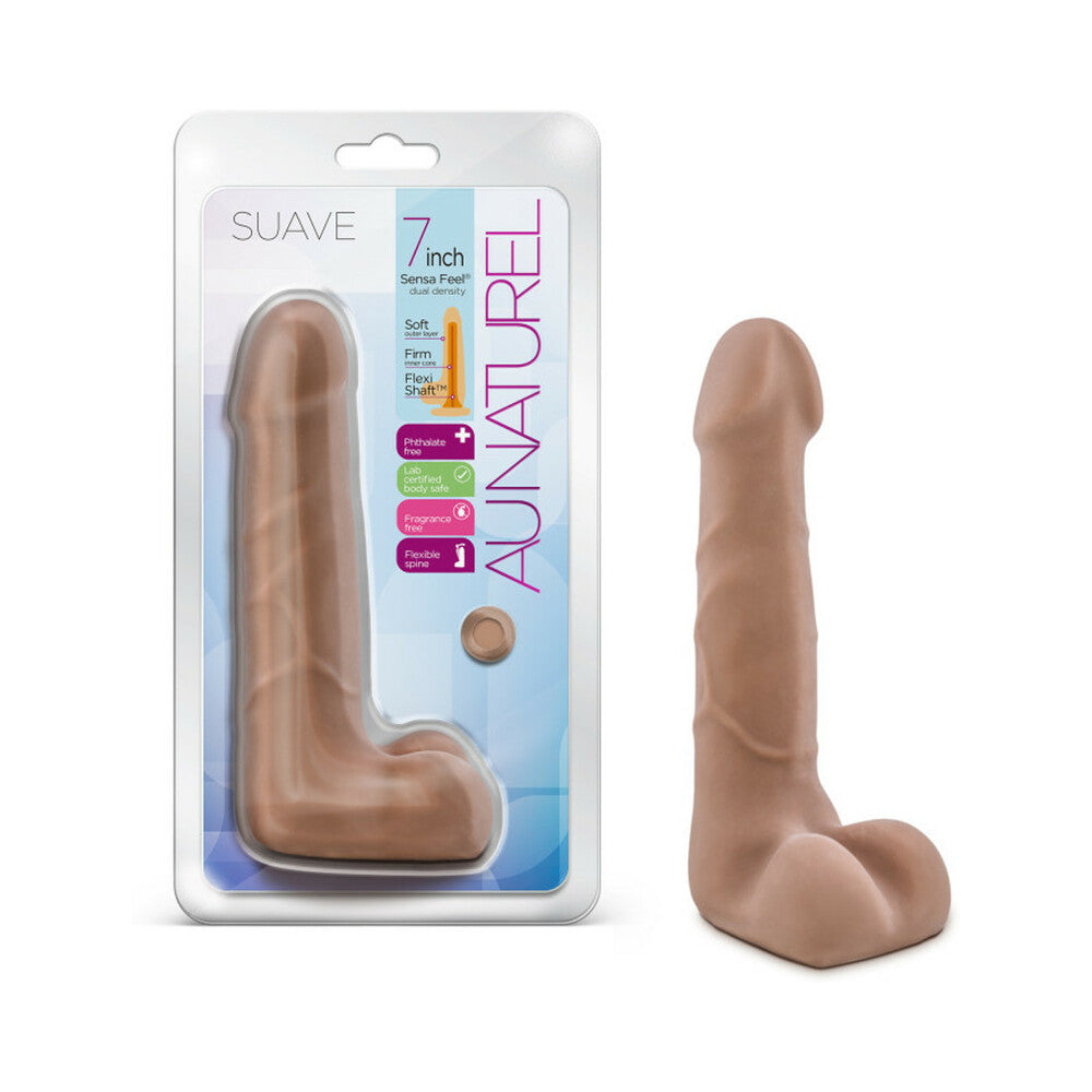 Blush Au Naturel Suave 7 in. Posable Dual Density Dildo with Balls Tan