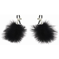 Sportsheets Sex & Mischief Adjustable Feathered Nipple Clamps Black