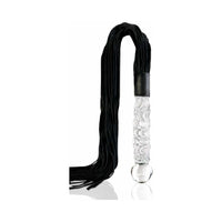 Pipedream Icicles No. 38 Leather Flogger With Textured 8.5 in. Glass Dildo Handle Clear/Black