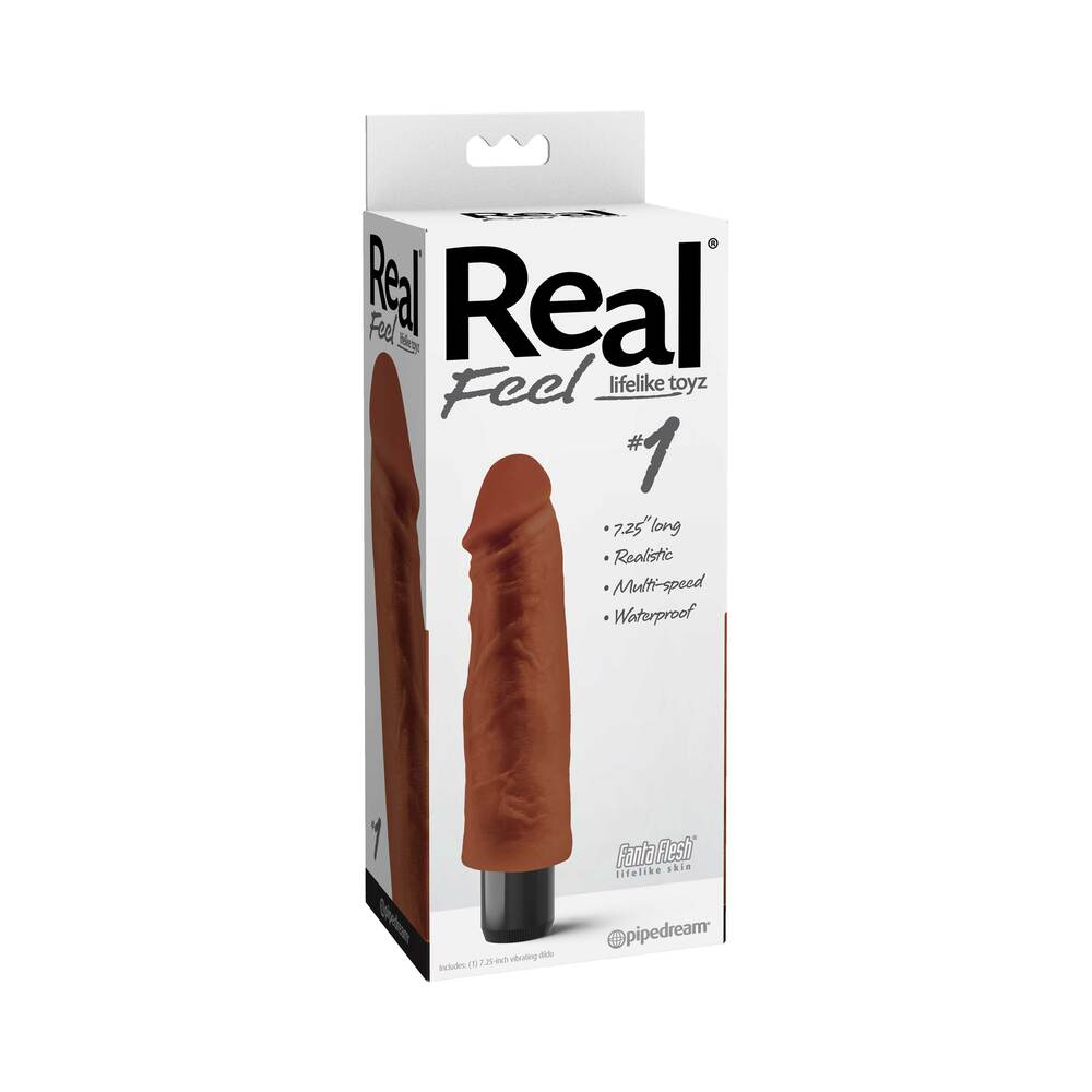 Pipedream Real Feel Lifelike Toyz No. 1 Realistic 7.25 in. Vibrating Dildo Brown