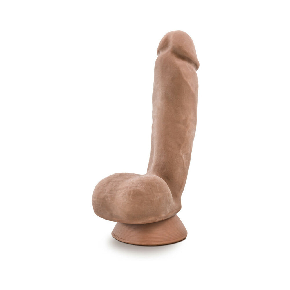 Blush Au Naturel Macho 8.5 in. Posable Dual Density Dildo with Balls & Suction Cup Tan