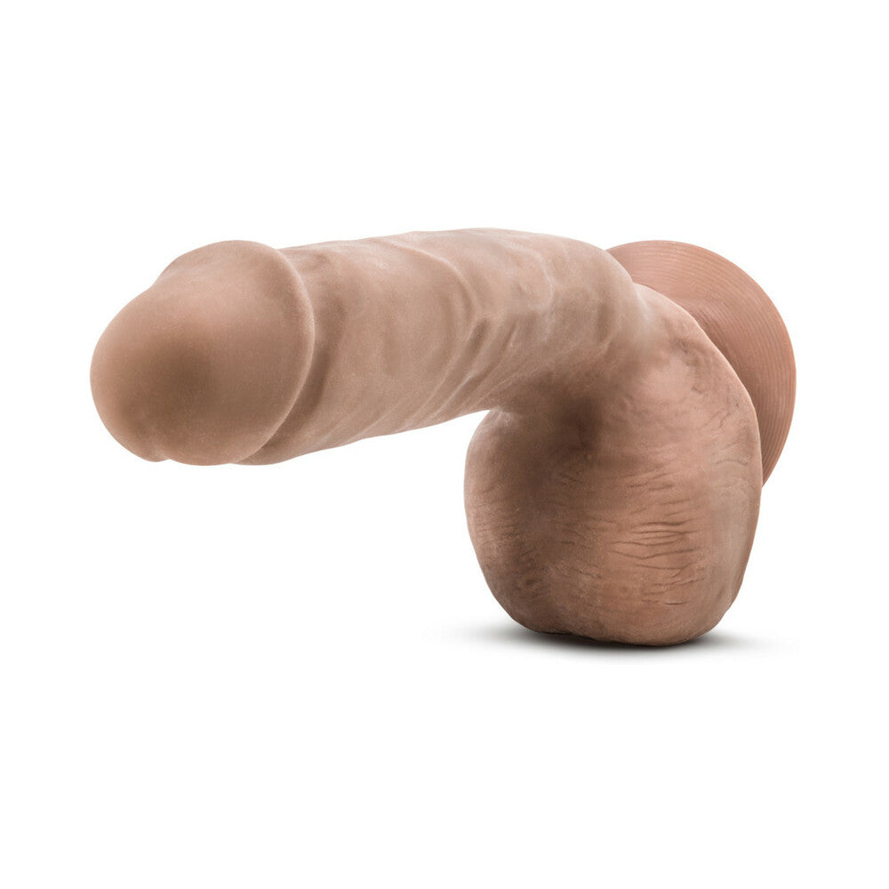 Blush Au Naturel Macho 8.5 in. Posable Dual Density Dildo with Balls & Suction Cup Tan