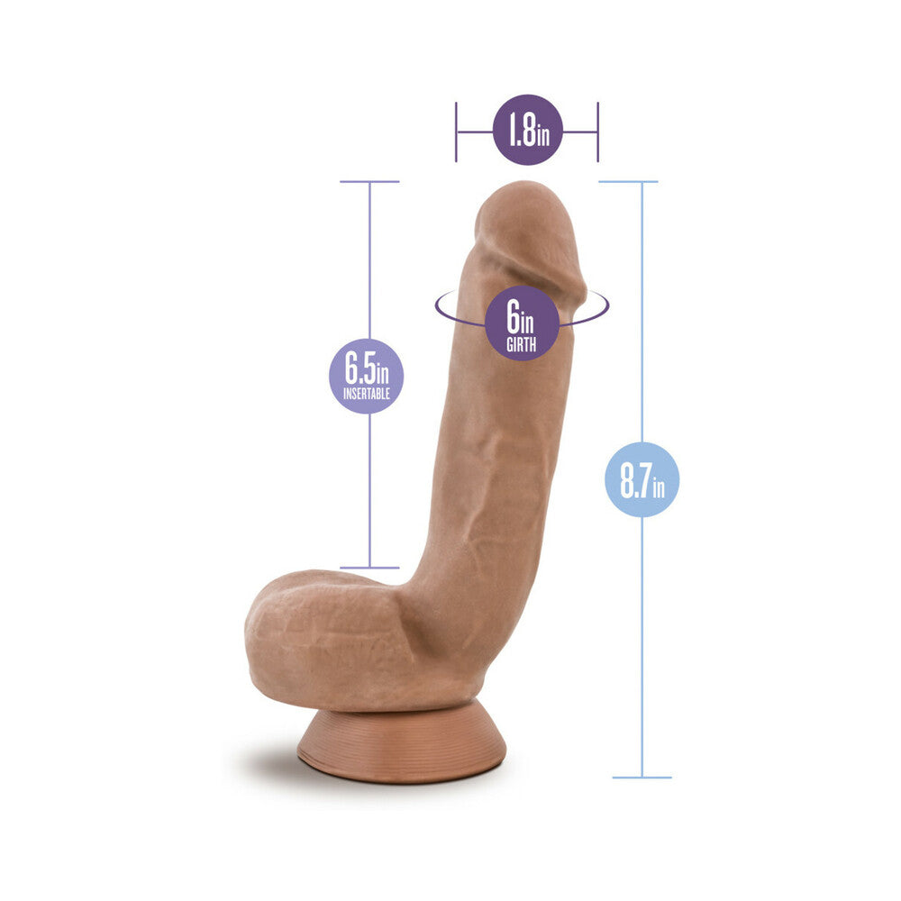 Blush Au Naturel Macho 8.5 in. Posable Dual Density Dildo with Balls & Suction Cup Tan