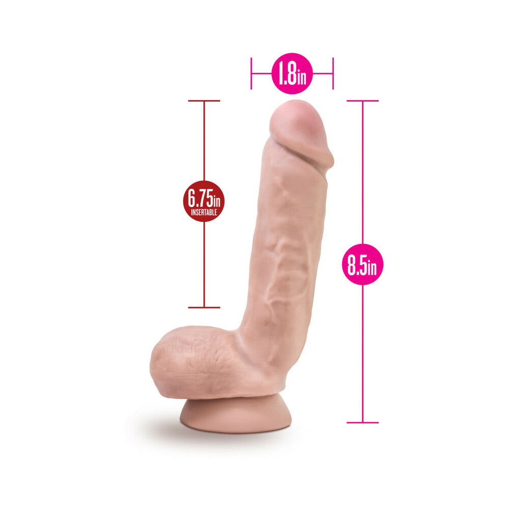 Blush Au Naturel Anthony 8.5 in. Posable Dual Density Dildo with Balls & Suction Cup Beige