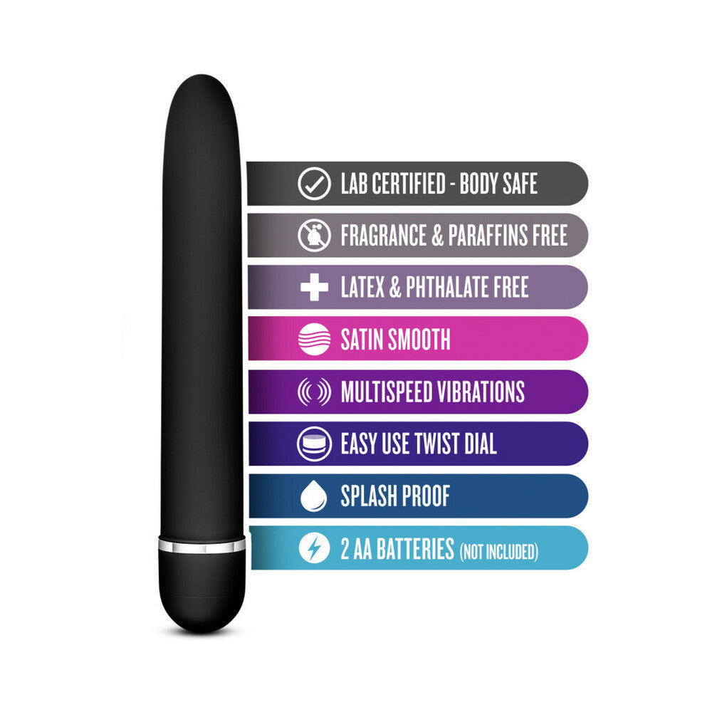 Blush Rose Luxuriate Classic Slimline Vibrator Black