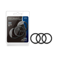 Blush Performance VS1 Pure Premium Silicone Cockrings 3-Pack Medium Black