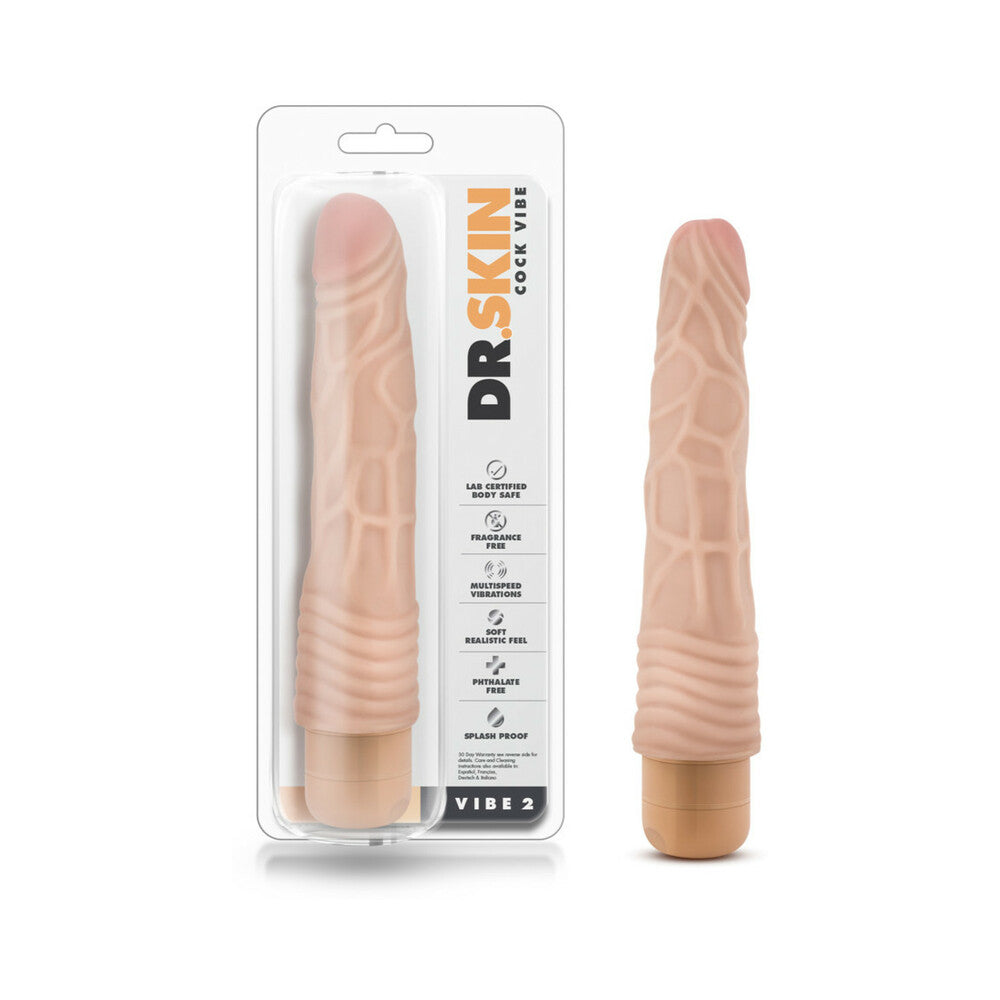 Blush Dr. Skin Vibe 2 Realistic 9 in. Vibrating Dildo Beige