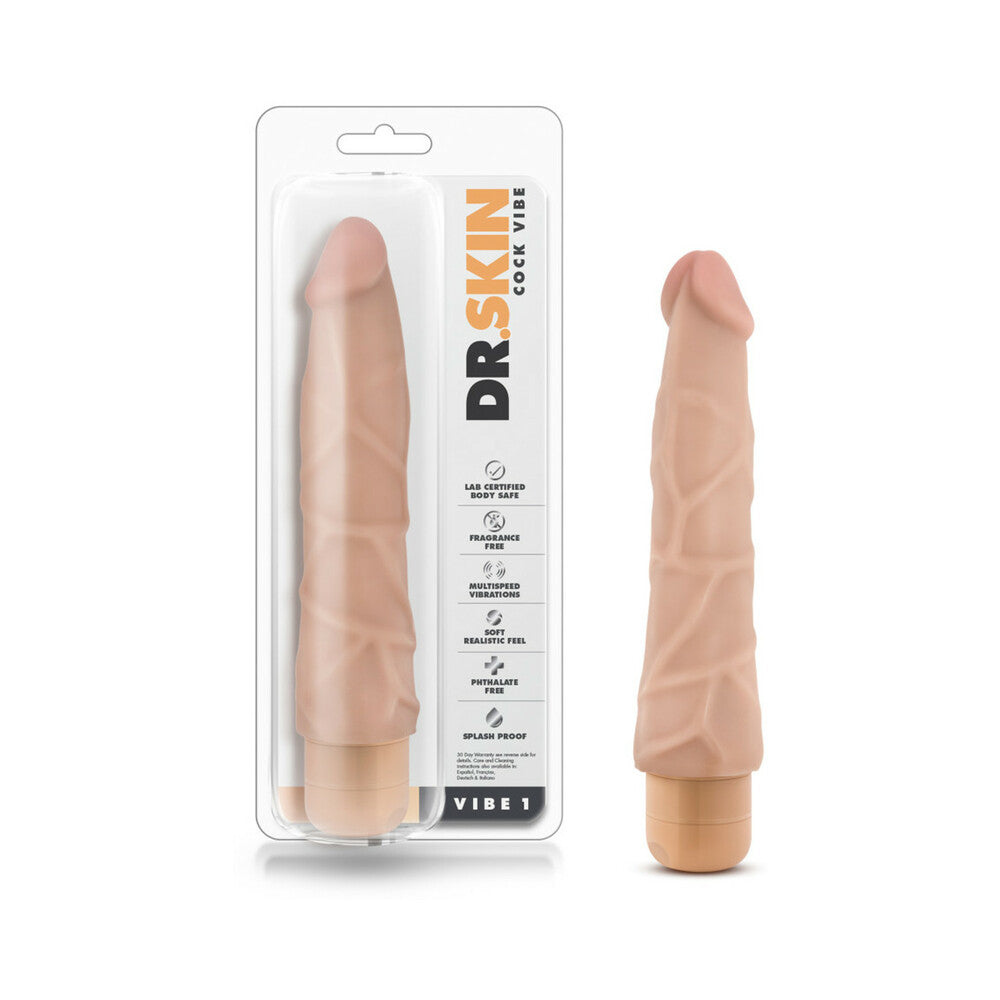 Blush Dr. Skin Vibe 1 Realistic 9 in. Vibrating Dildo Beige