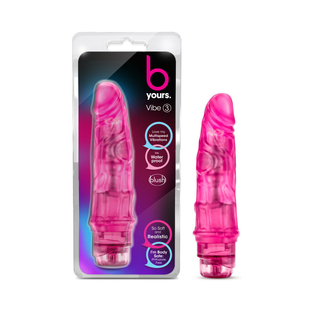 Blush B Yours Vibe 3 Realistic 7.75 in. Vibrating Dildo Pink