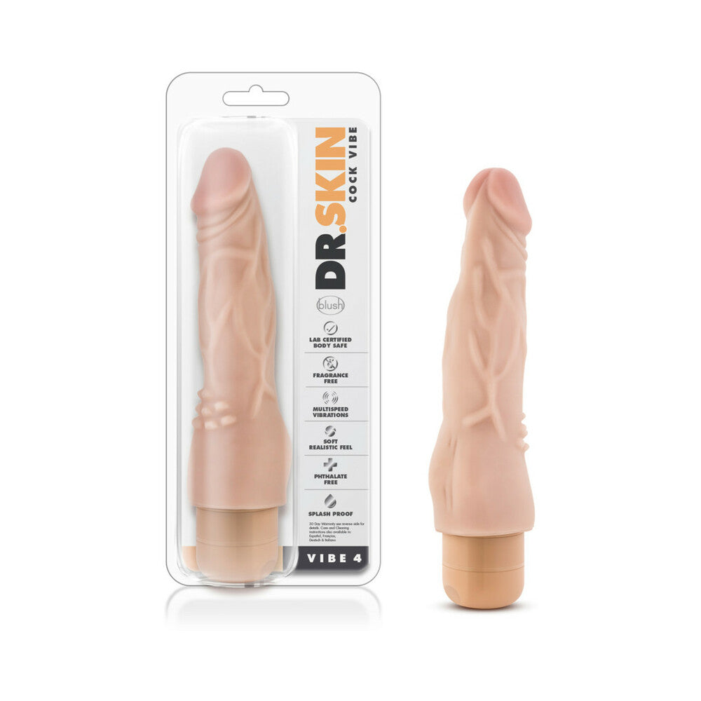 Blush Dr. Skin Vibe 4 Realistic 8 in. Vibrating Dildo Beige