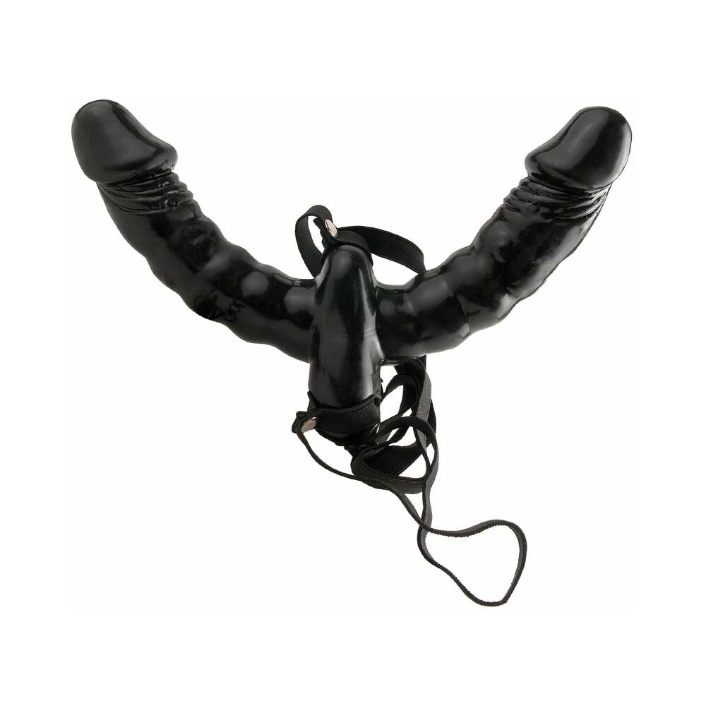 Pipedream Fetish Fantasy Series Vibrating Double Delight Strap-On With 6 in. Dual-Ended Dildo Black