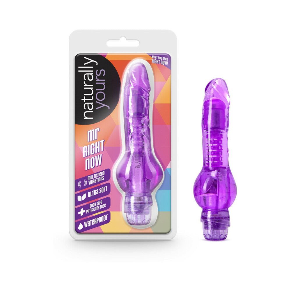 Blush Naturally Yours Mr. Right Now 6.5 in. Vibrating Dildo Purple