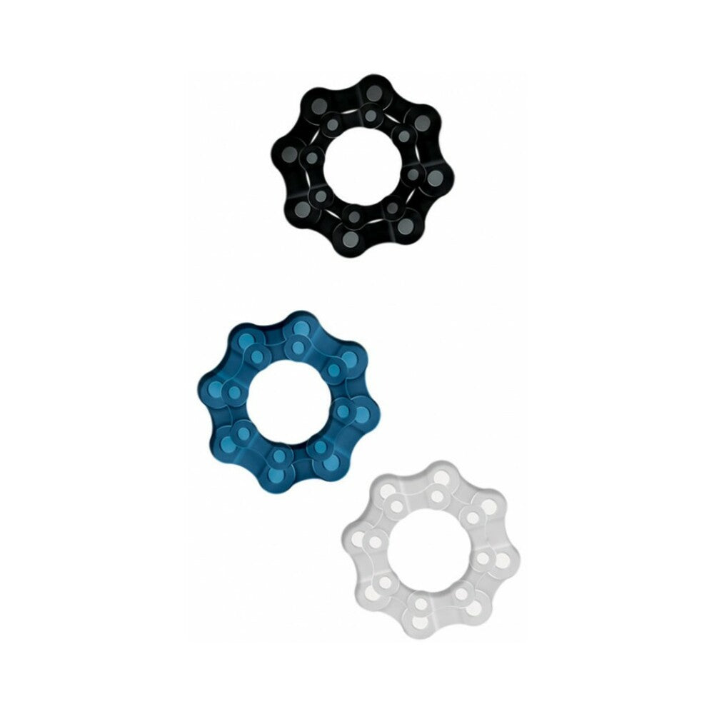 Chain Gang Cockrings 3pk (Clr,Blue,Blk)