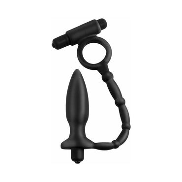 Pipedream Anal Fantasy Collection Vibrating Silicone Ass-Kicker With Cockring Black