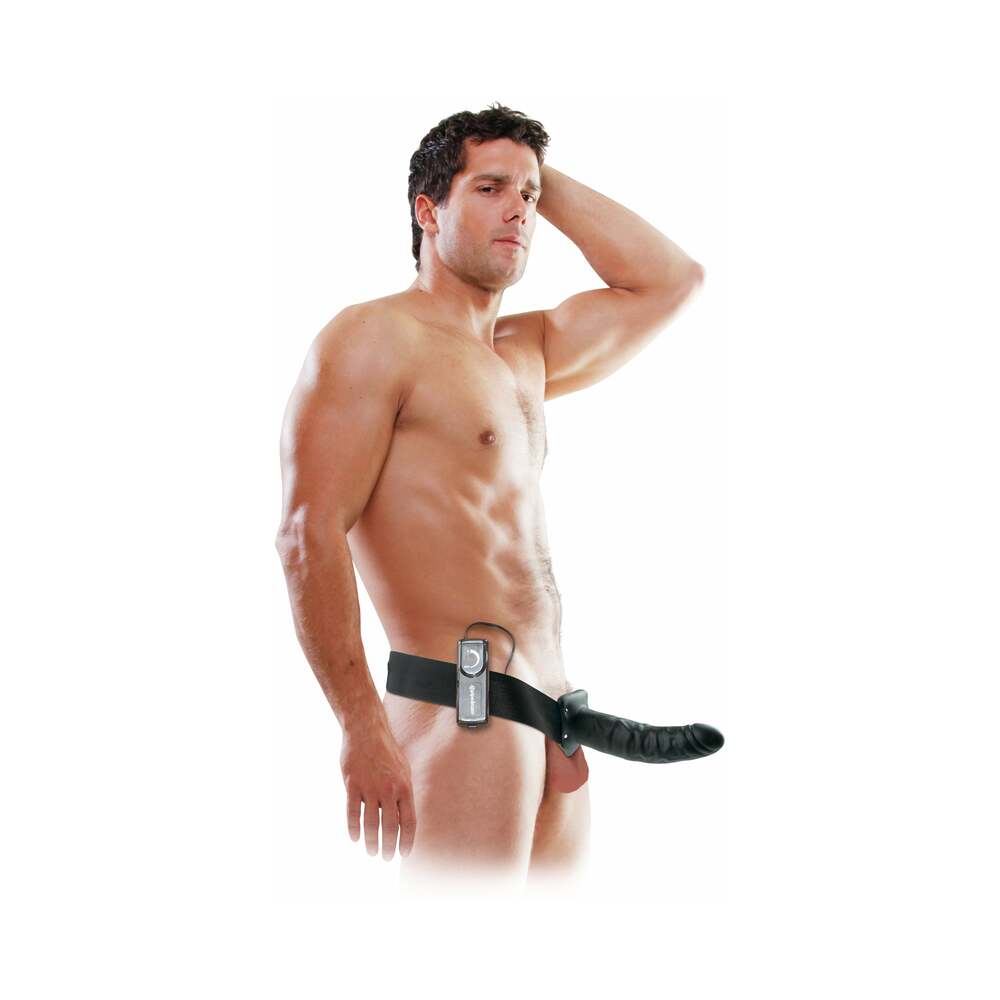 Pipedream Fetish Fantasy Series 8 in. Vibrating Hollow Strap-On Black