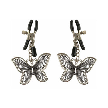 Pipedream Fetish Fantasy Series Adjustable Butterfly Nipple Clamps Silver