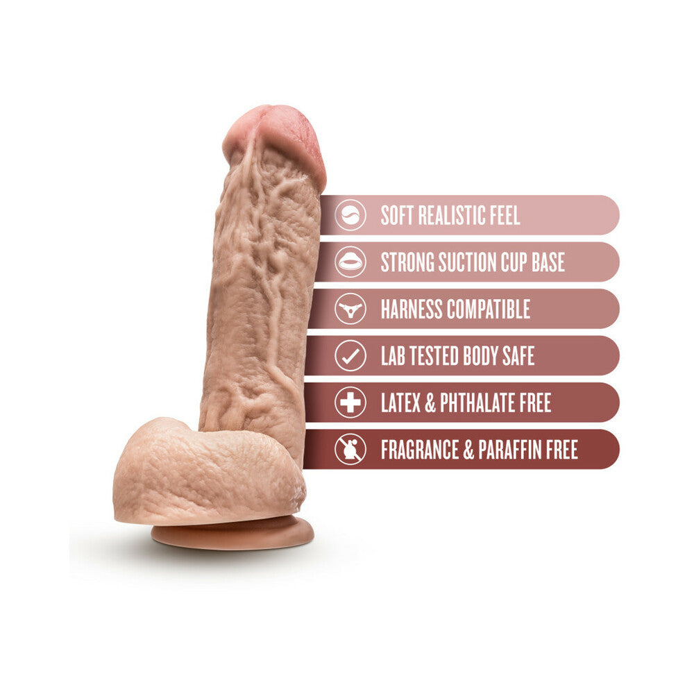 Blush Hung Rider Trigger Realistic 8.5 in. Dildo with Balls & Suction Cup Beige