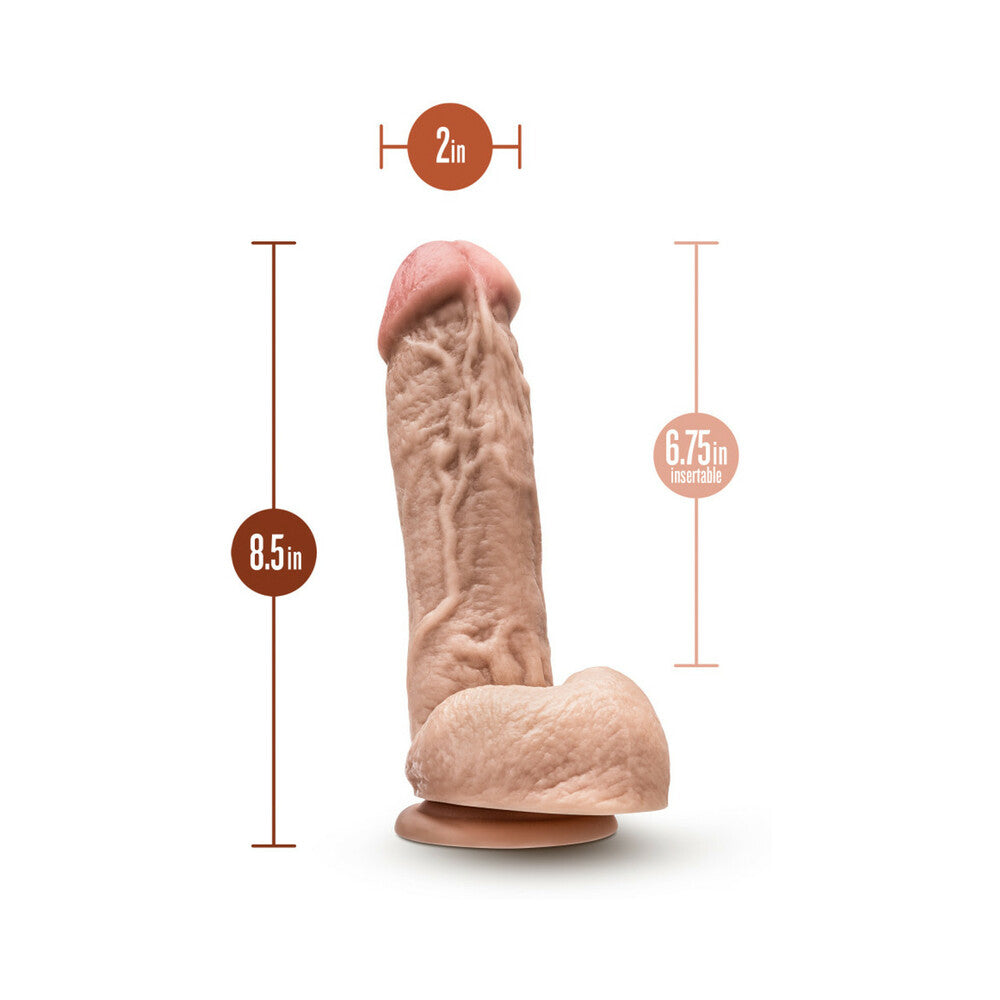 Blush Hung Rider Trigger Realistic 8.5 in. Dildo with Balls & Suction Cup Beige